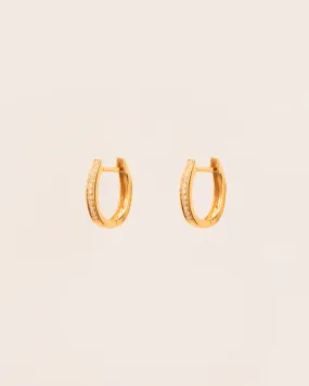 18K Gold Hoops w. white Diamonds