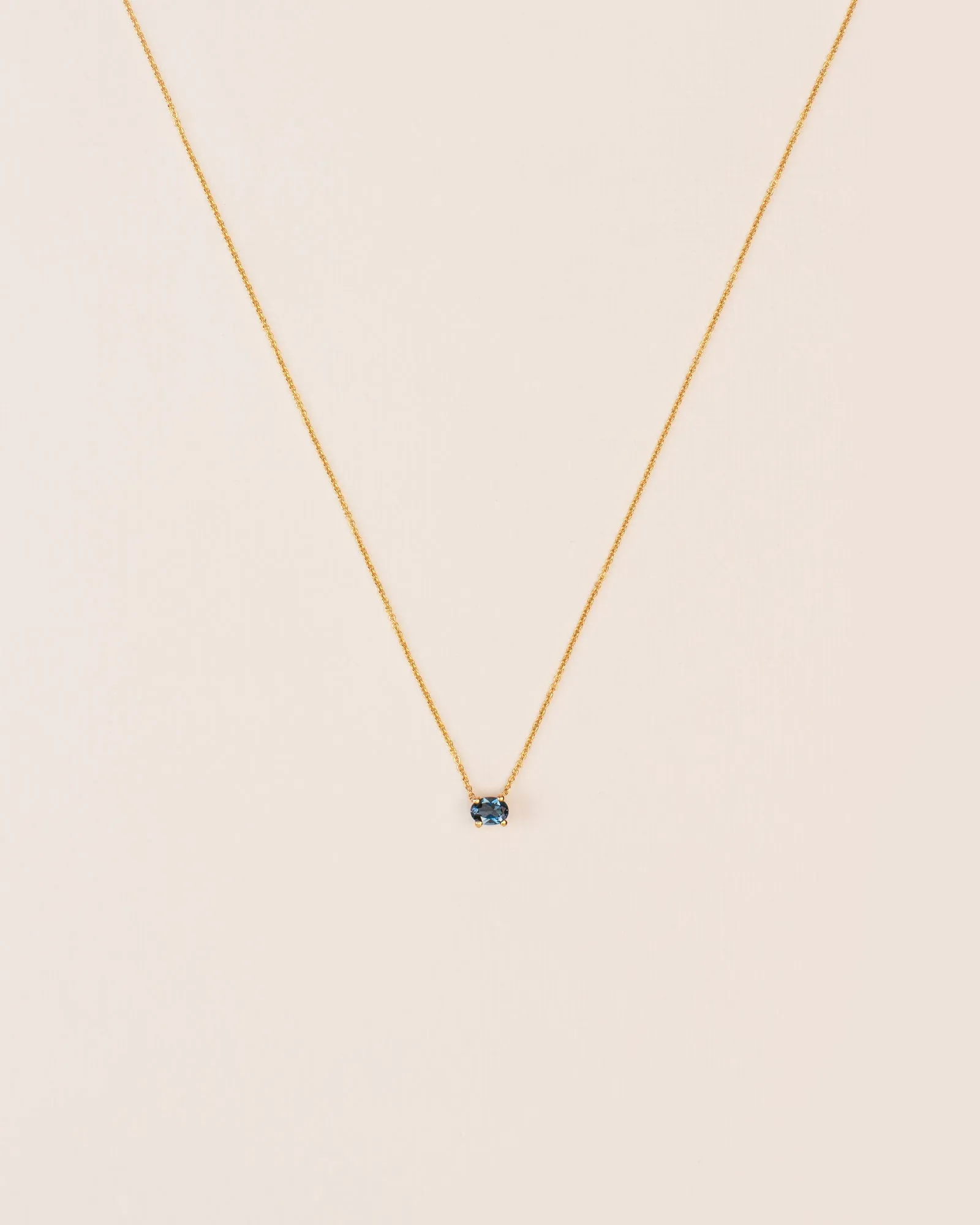 18K Gold Necklace w. London Blue Topaz