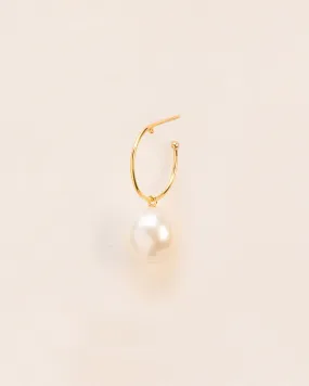 18K Gold Single Hoop w. white pearl