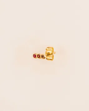 18K Gold Stud w. yellow Diamond, Ruby og Garnet