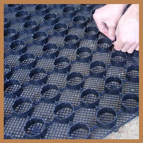 1sqm Pack - Gravel Ground Reinforcement Grid Panel Tile System (Black)