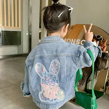 2024 New Fashion Pearls Beading Denim Jacket For Girls Coat Spring Autumn Children's Outerwear 3-10 Years Teenage Girls Clothes