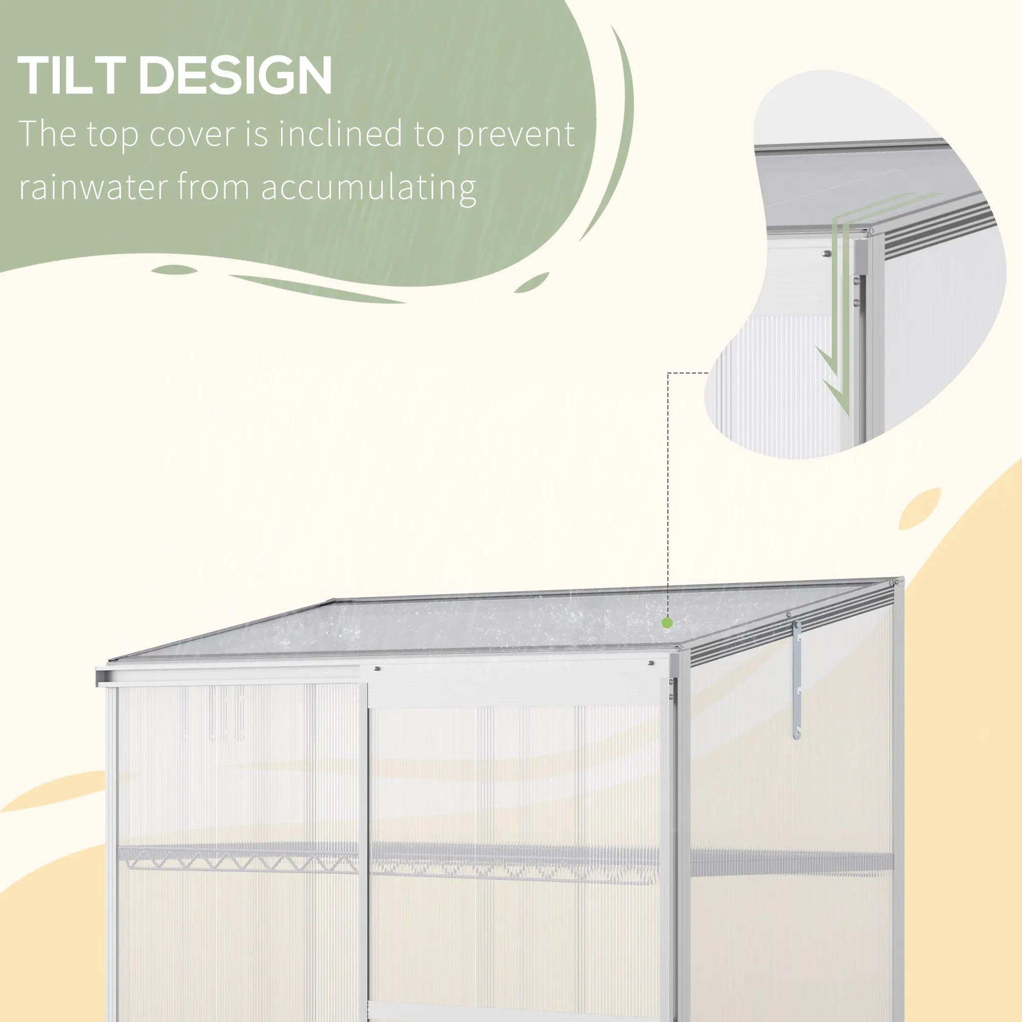 3-Tier Mini Greenhouse Garden Cold Frame Plant Growth House w / Polycarbonate Panels, Openable Roof, 129.5 x 58 x 140 cm, Silver