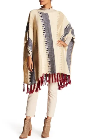 4586 Olive Aztec Poncho Top