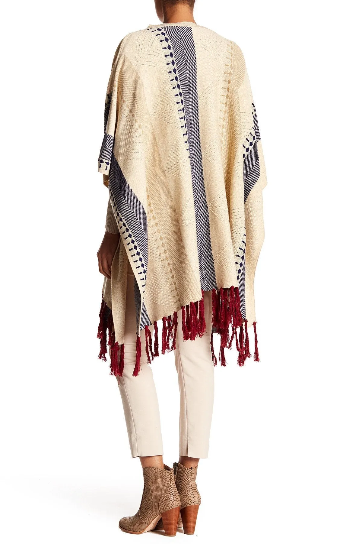 4586 Olive Aztec Poncho Top