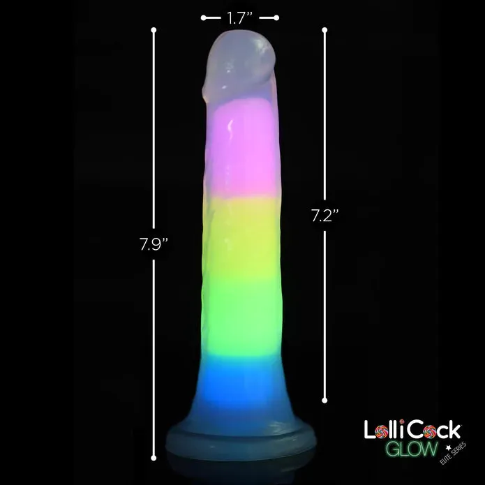 7 Inch Glow-In-The-Dark Rainbow Silicone Dildo