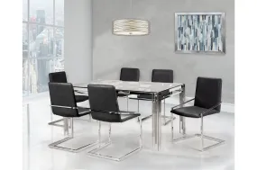 7 Piece Porfirio Dining Set with Jasmine Black Side Chair