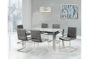 7 Piece Porfirio Dining Set with Jasmine Grey Side Chair