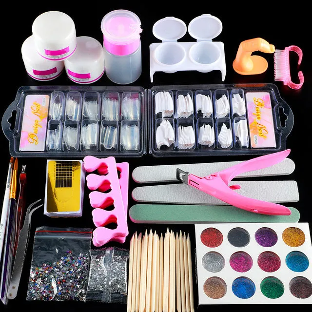 Acrylic Powder Set Nail Drying Lamp Nail Drill Glitter All For Manicure Machine Tools Brush Professional Nail Kit Nails