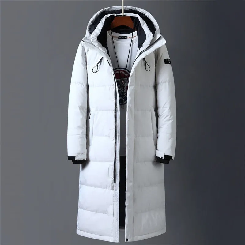 Advbridge Winter 90% White Duck Down Jacket Men Hooded Fashion High Quality Winter Coat Men Long Thicken Warm Down Coat Black Parkas