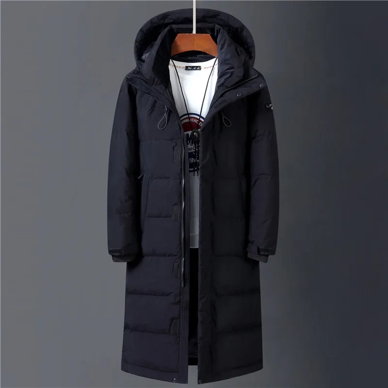 Advbridge Winter 90% White Duck Down Jacket Men Hooded Fashion High Quality Winter Coat Men Long Thicken Warm Down Coat Black Parkas