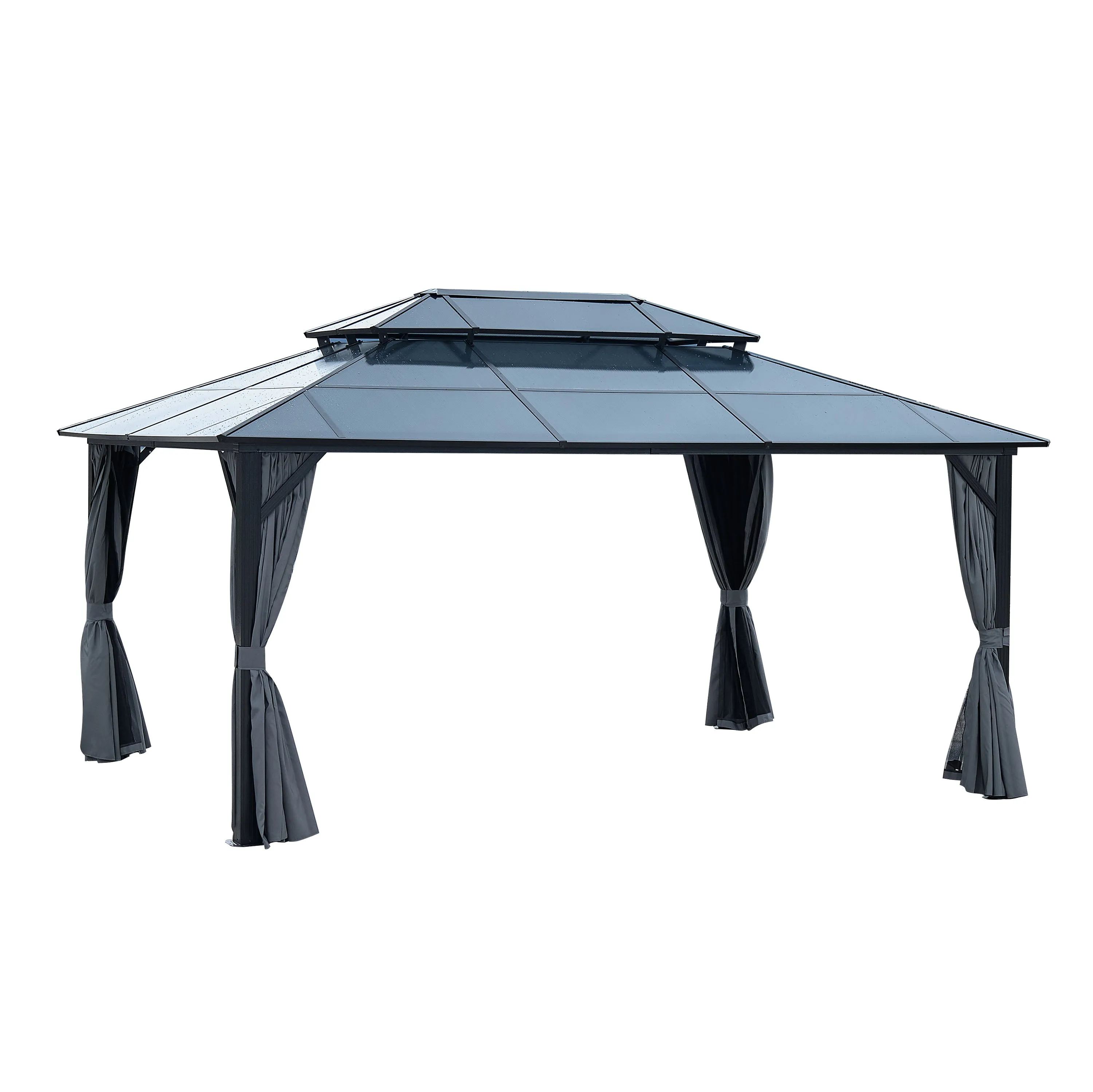 Afix 10 X 13 ft  Permanent Hardtop Gazebo Canopy - Black