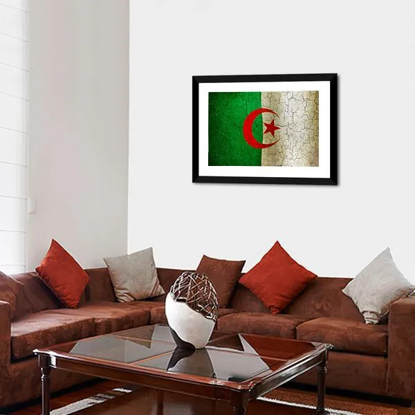 Algerian Flag On Grunge Canvas Wall Art