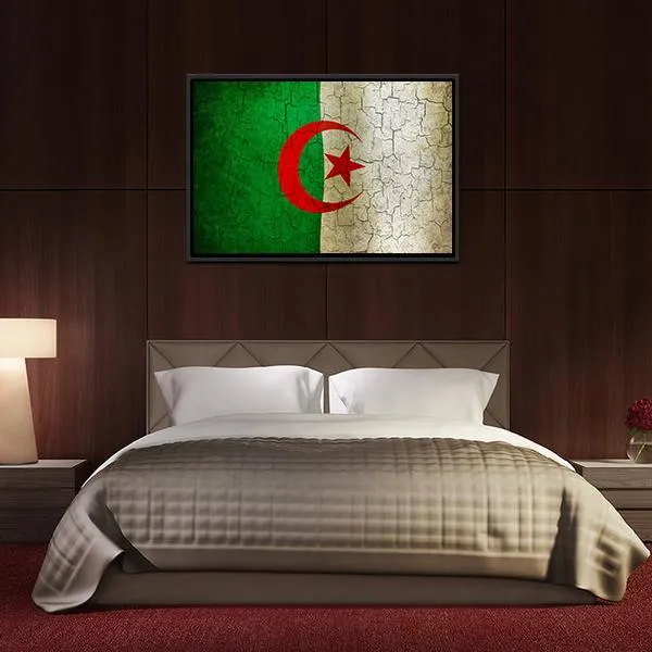 Algerian Flag On Grunge Canvas Wall Art