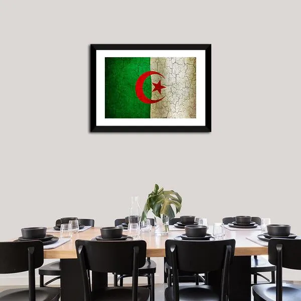 Algerian Flag On Grunge Canvas Wall Art