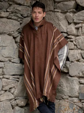 Alpaca Poncho for Men Hooded