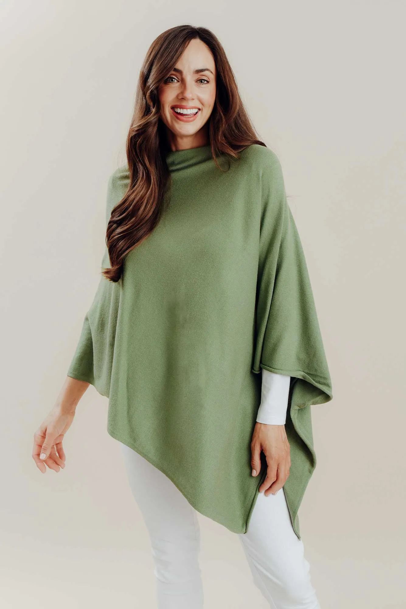 Amy Olive Wool Blend Poncho