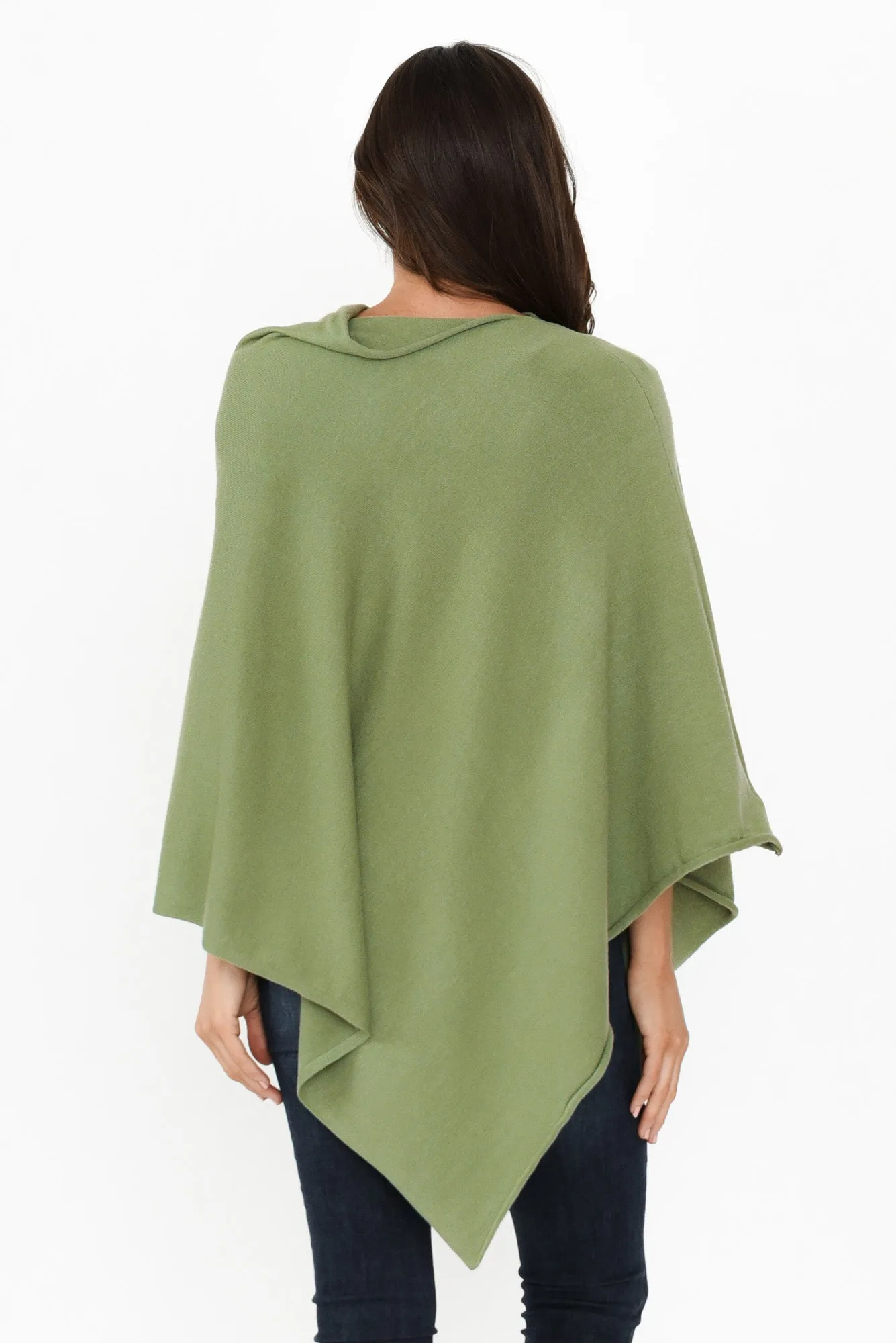 Amy Olive Wool Blend Poncho