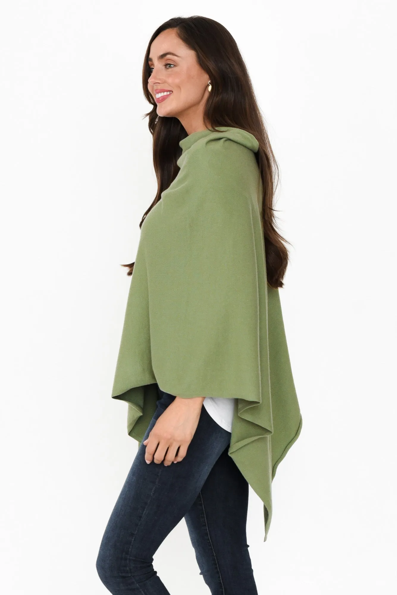 Amy Olive Wool Blend Poncho