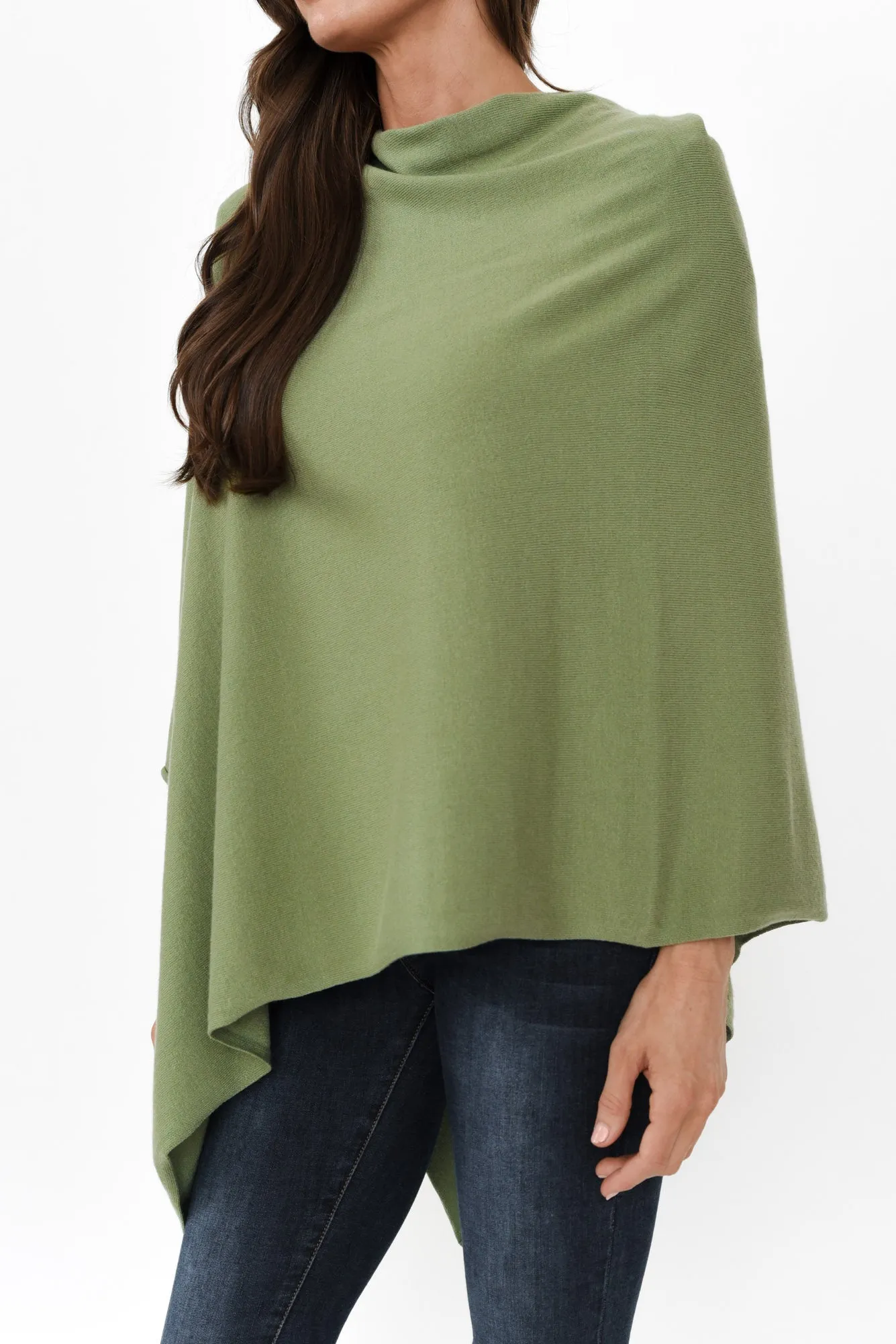 Amy Olive Wool Blend Poncho