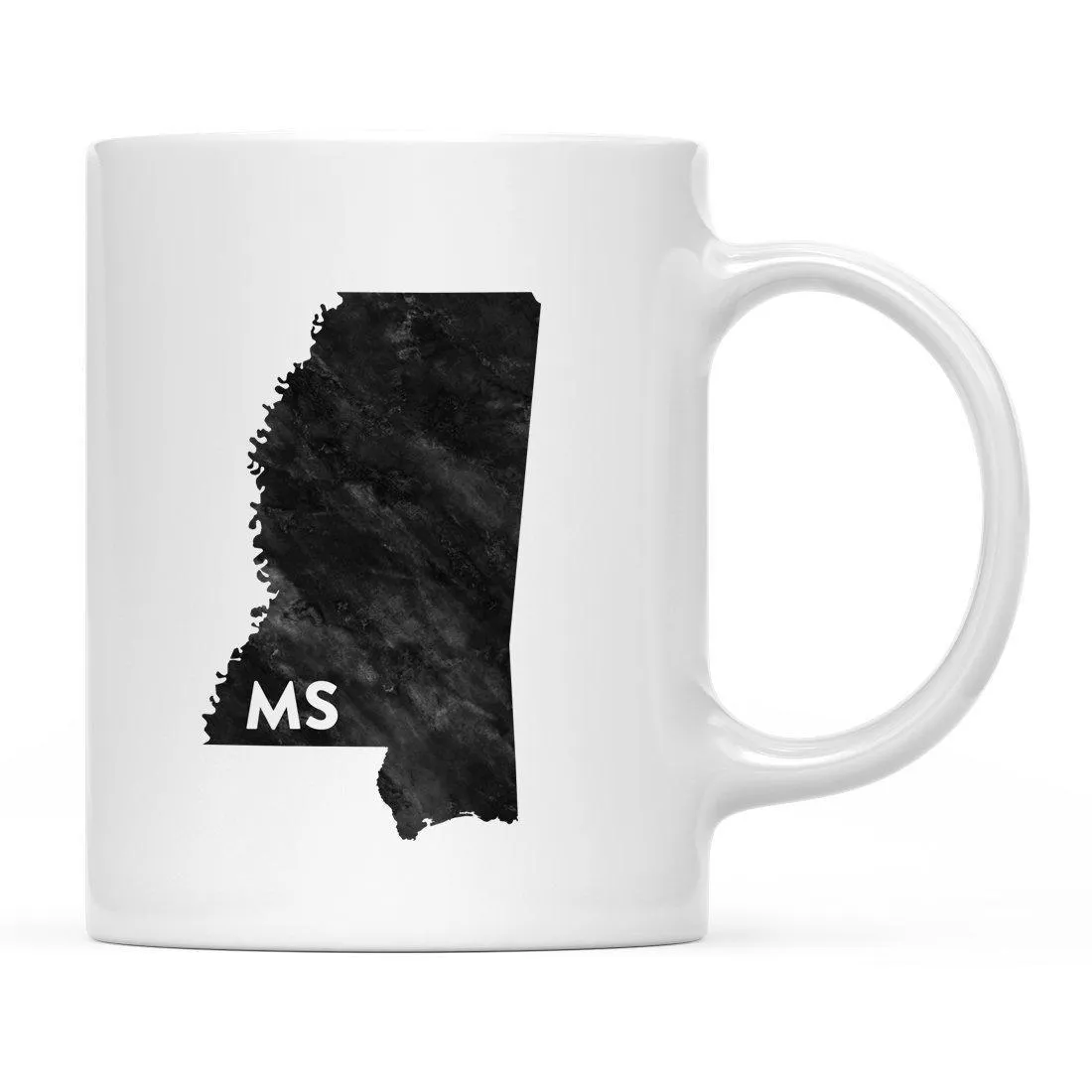 Andaz Press 11oz Modern Black Grunge Abbreviation US State Coffee Mug