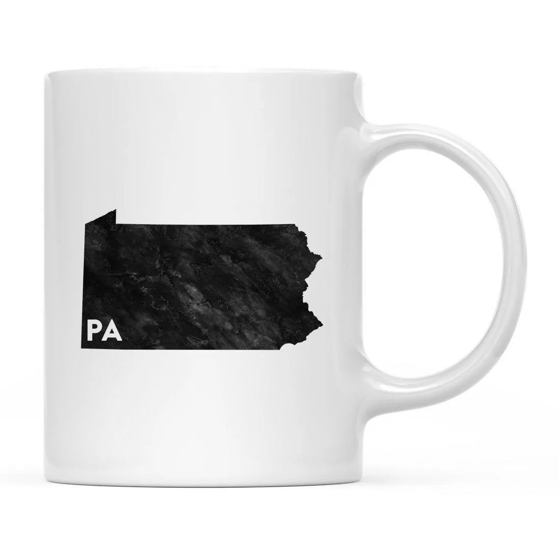 Andaz Press 11oz Modern Black Grunge Abbreviation US State Coffee Mug