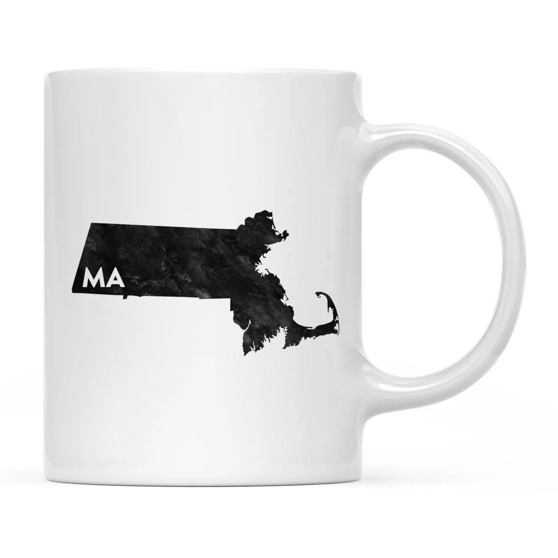 Andaz Press 11oz Modern Black Grunge Abbreviation US State Coffee Mug