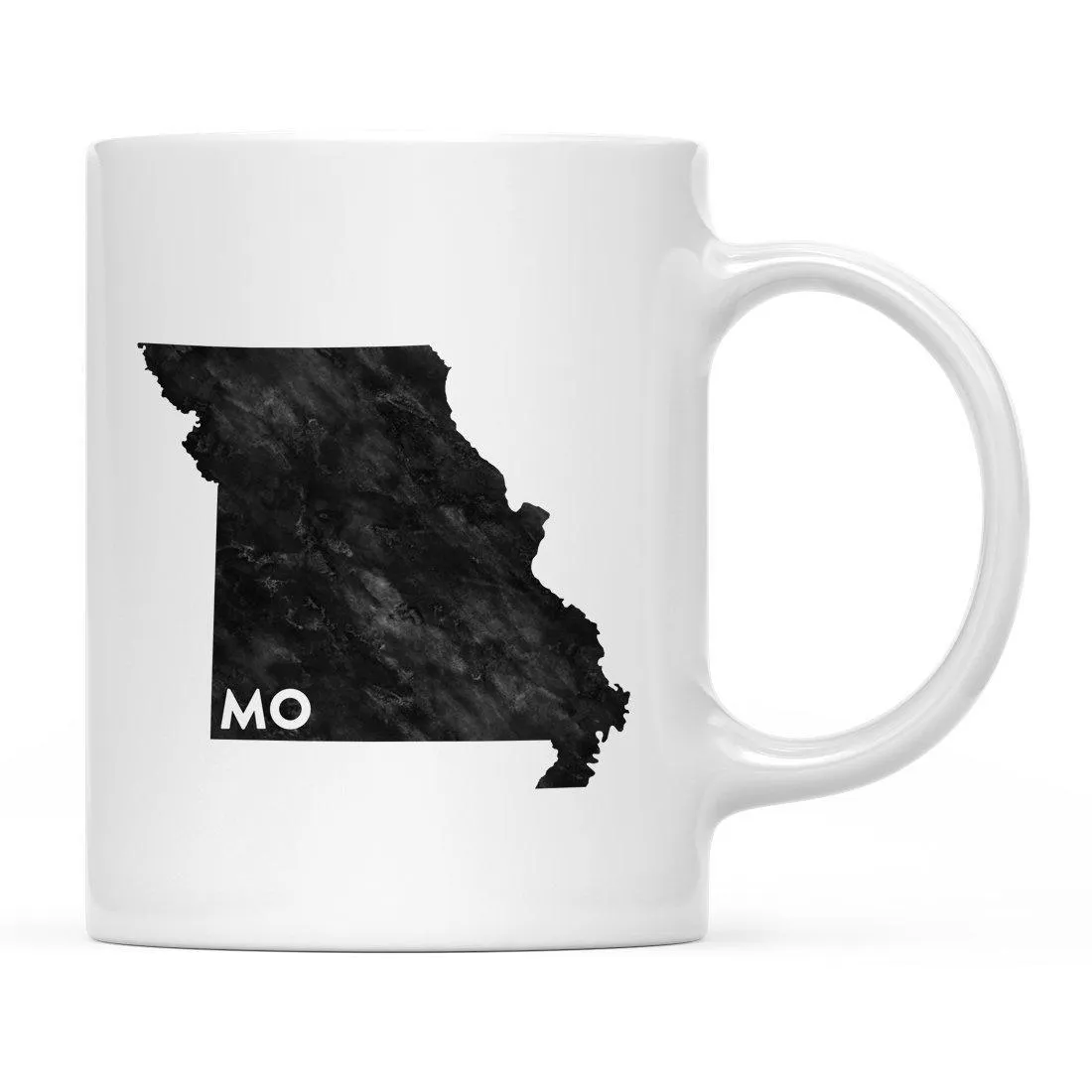 Andaz Press 11oz Modern Black Grunge Abbreviation US State Coffee Mug