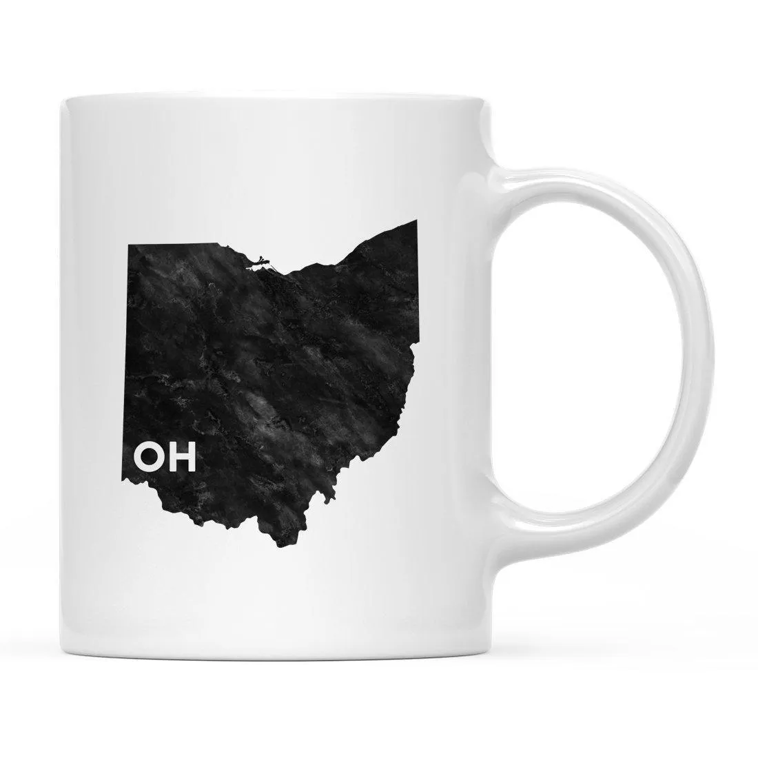 Andaz Press 11oz Modern Black Grunge Abbreviation US State Coffee Mug