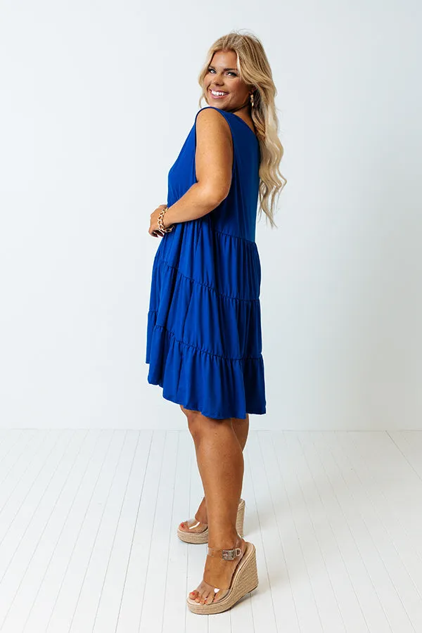 Apple Spiced Wishes Babydoll Dress In Royal Blue Curves