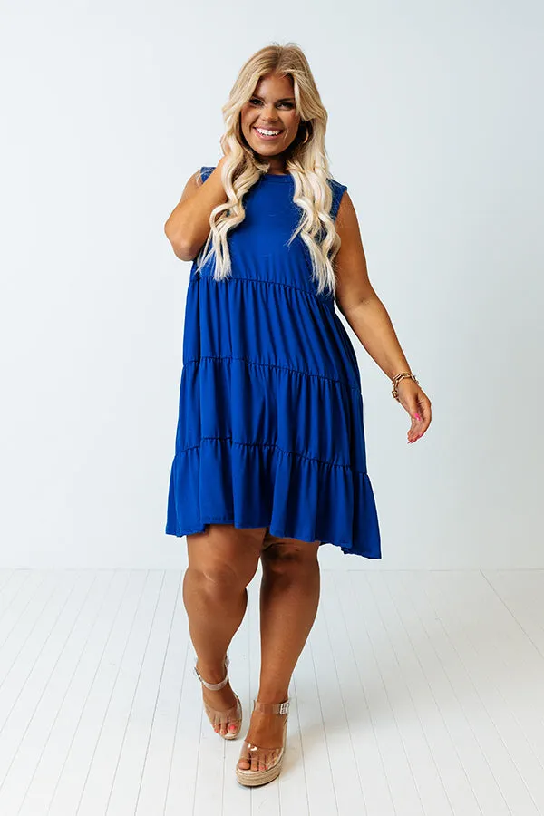 Apple Spiced Wishes Babydoll Dress In Royal Blue Curves