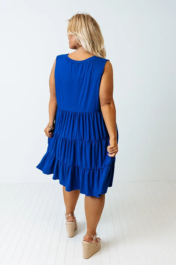 Apple Spiced Wishes Babydoll Dress In Royal Blue Curves