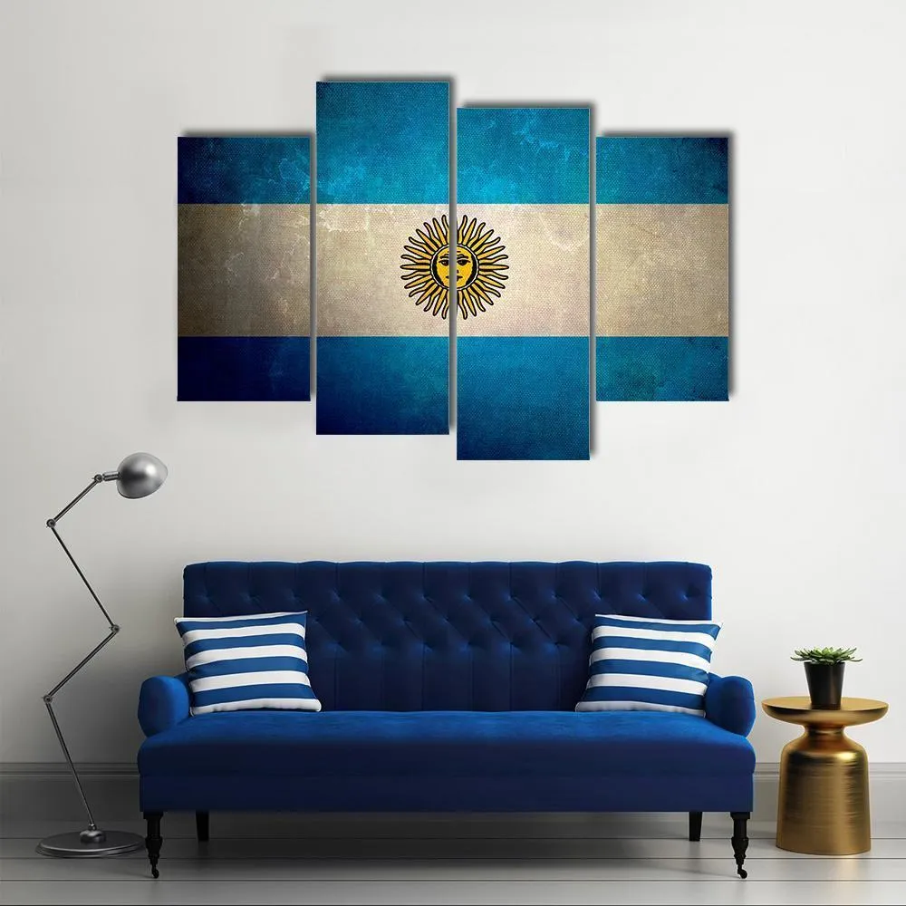 Argentina Flag Grunge Texture Canvas Wall Art