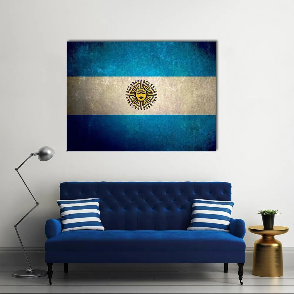 Argentina Flag Grunge Texture Canvas Wall Art