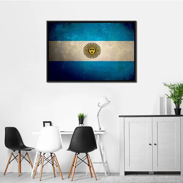 Argentina Flag Grunge Texture Canvas Wall Art