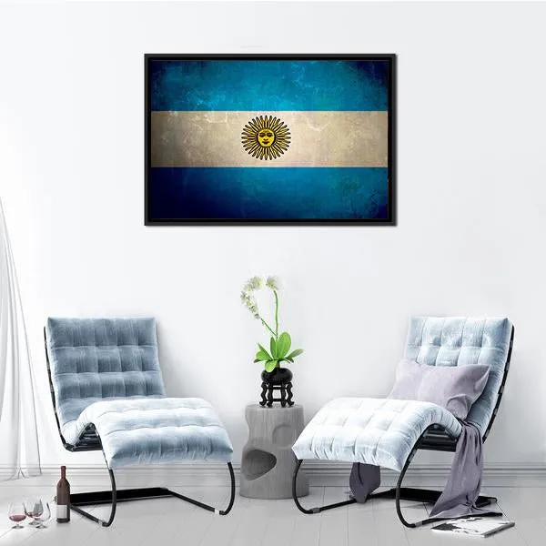 Argentina Flag Grunge Texture Canvas Wall Art