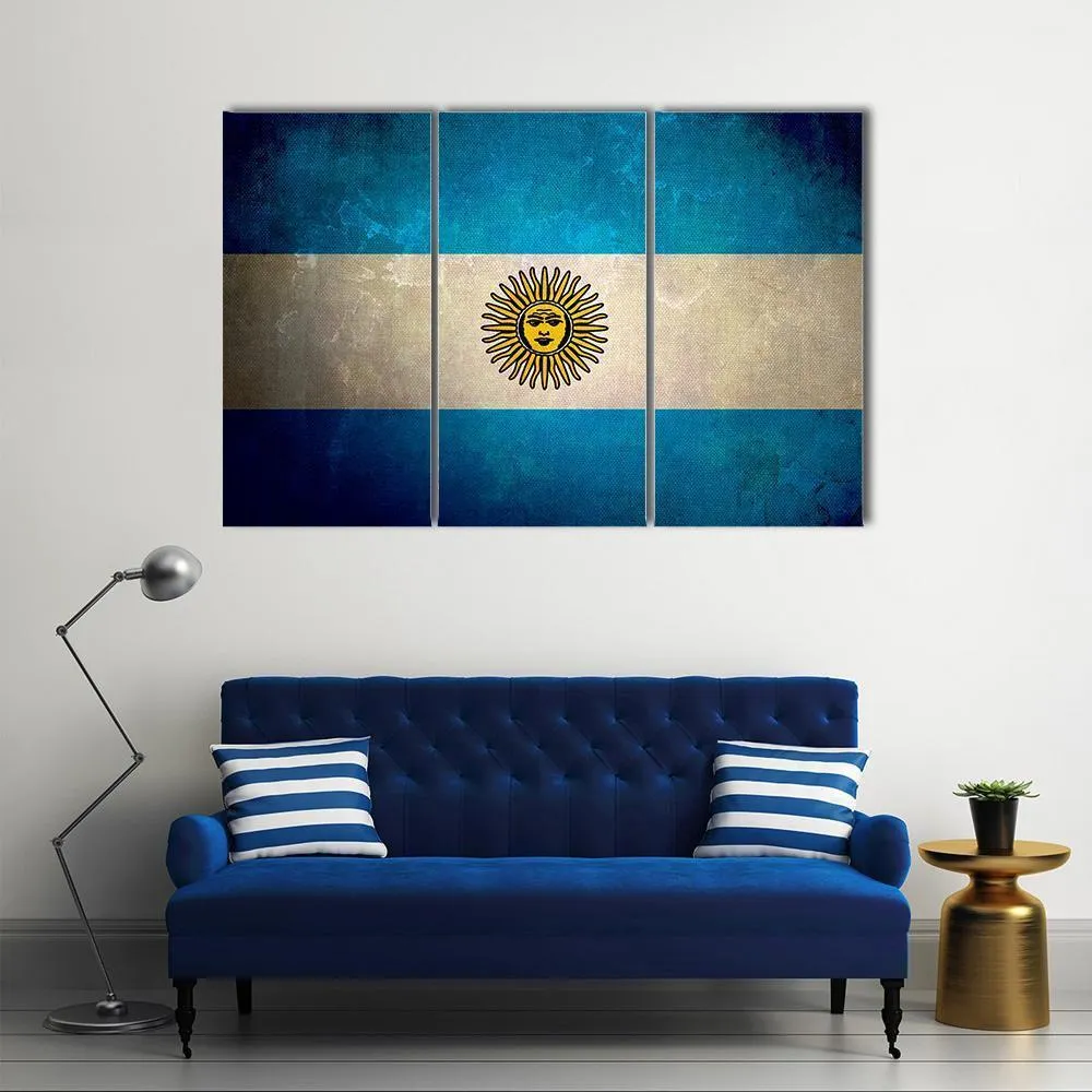 Argentina Flag Grunge Texture Canvas Wall Art