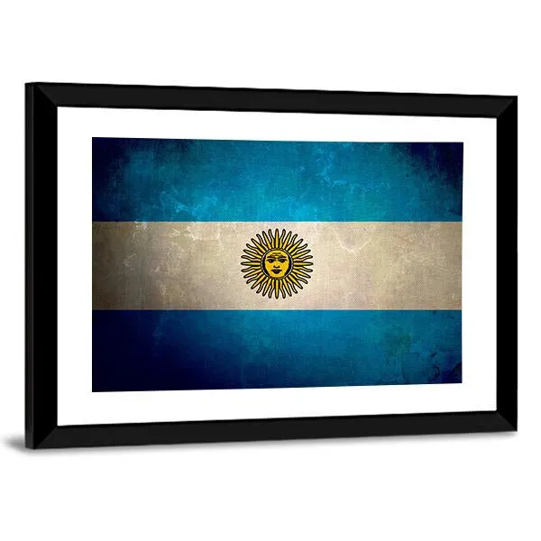 Argentina Flag Grunge Texture Canvas Wall Art