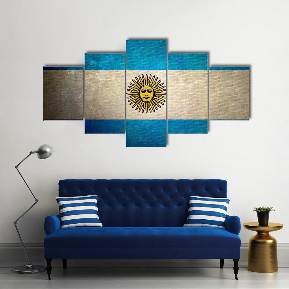 Argentina Flag Grunge Texture Canvas Wall Art