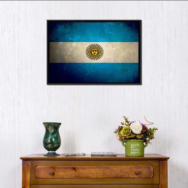 Argentina Flag Grunge Texture Canvas Wall Art