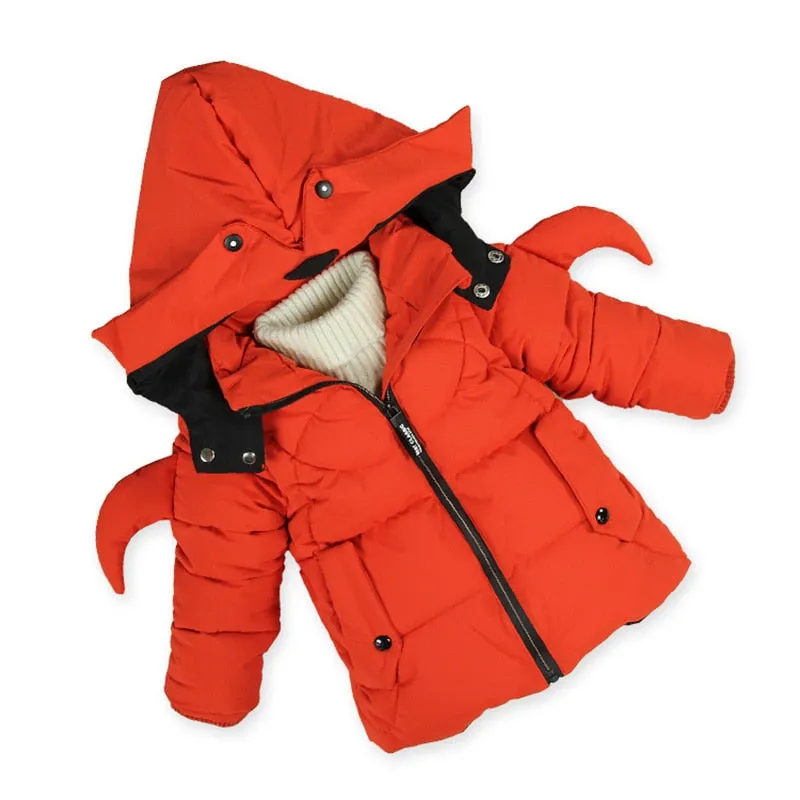 Army Green Children Boys Hooded Coat Parka Big Kids  Winter Overcoat Fashion Boys Jacket Overcoat