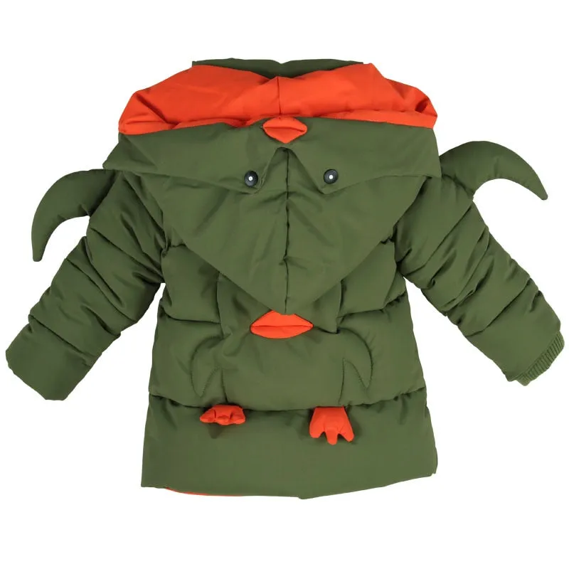 Army Green Children Boys Hooded Coat Parka Big Kids  Winter Overcoat Fashion Boys Jacket Overcoat