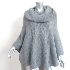 Autumn Cashmere Cowl Neck Poncho Sweater Gray Cashmere-Blend Cable Knit One Size