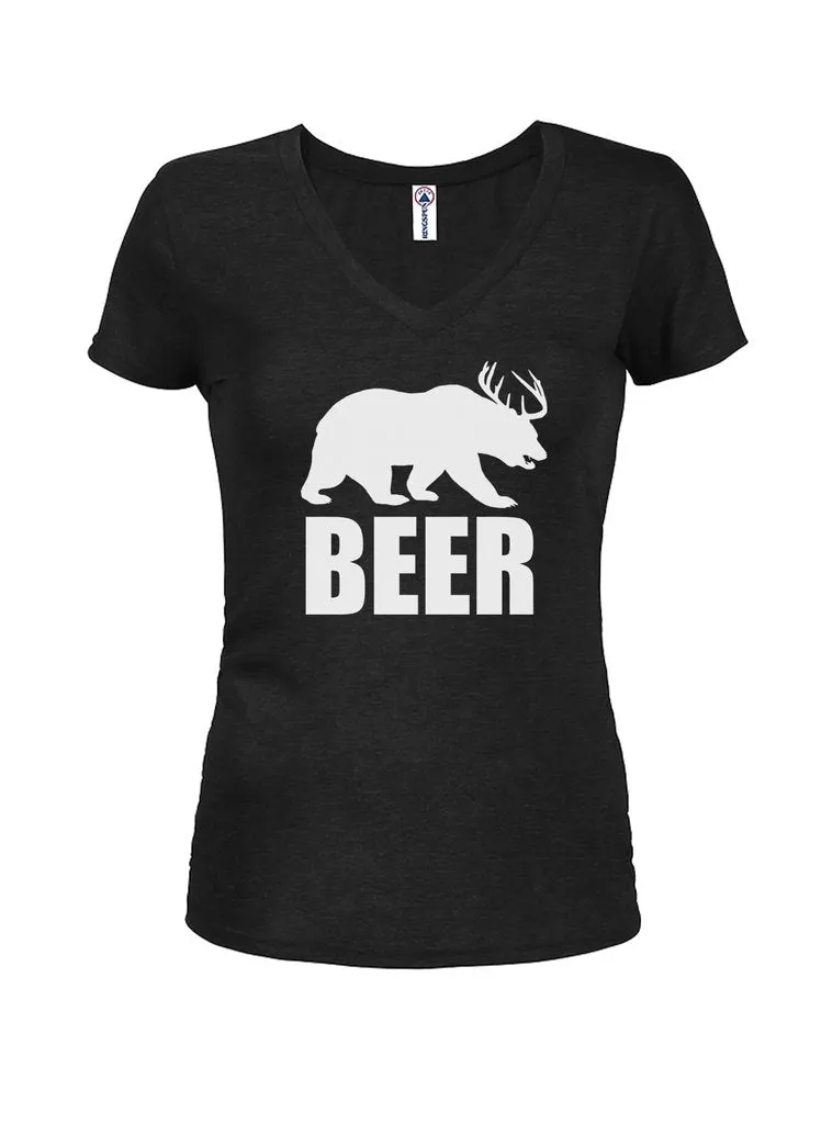 BEER Juniors V Neck T-Shirt