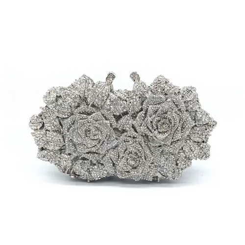 BellaRose Diamond Silver Clutch Bag