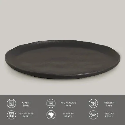 Bio 11.4" Matte Black Dinner Plate Set