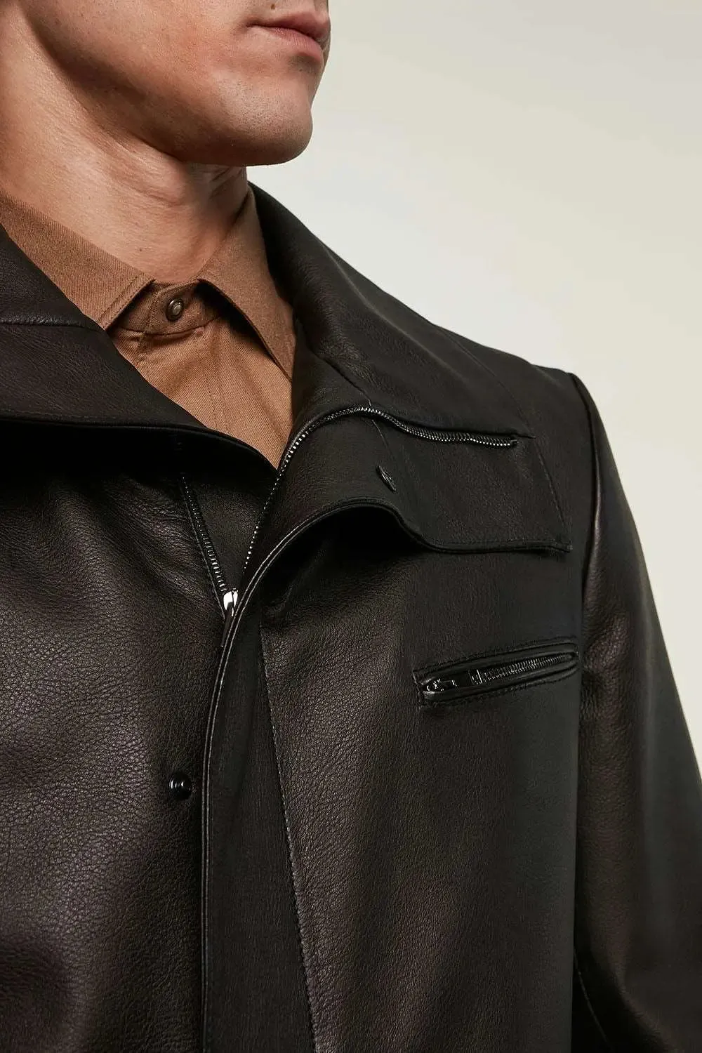 Black long leather jacket mens