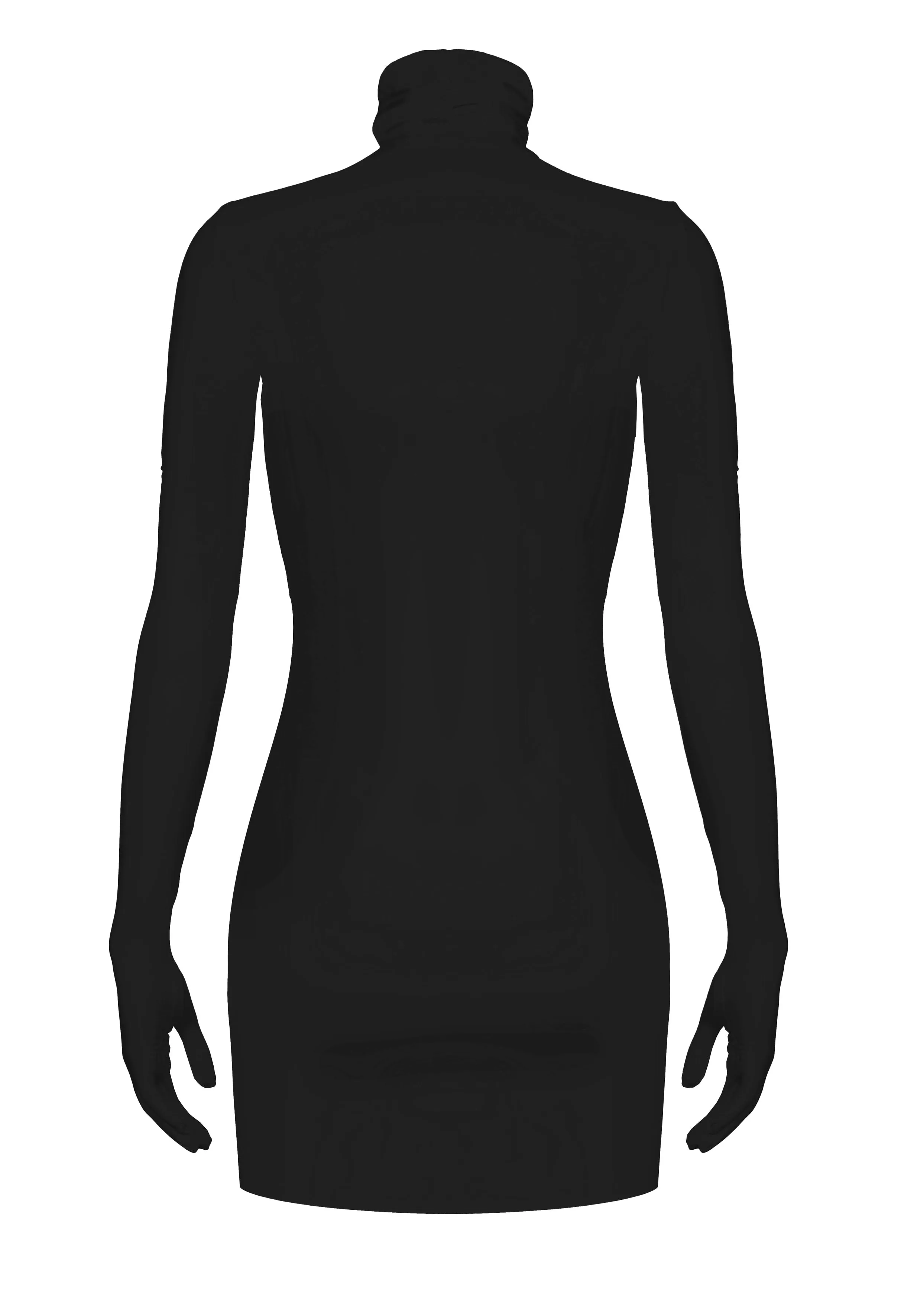 Black Long Sleeve Turtleneck Bodycon Basic Mini Dress with Gloves