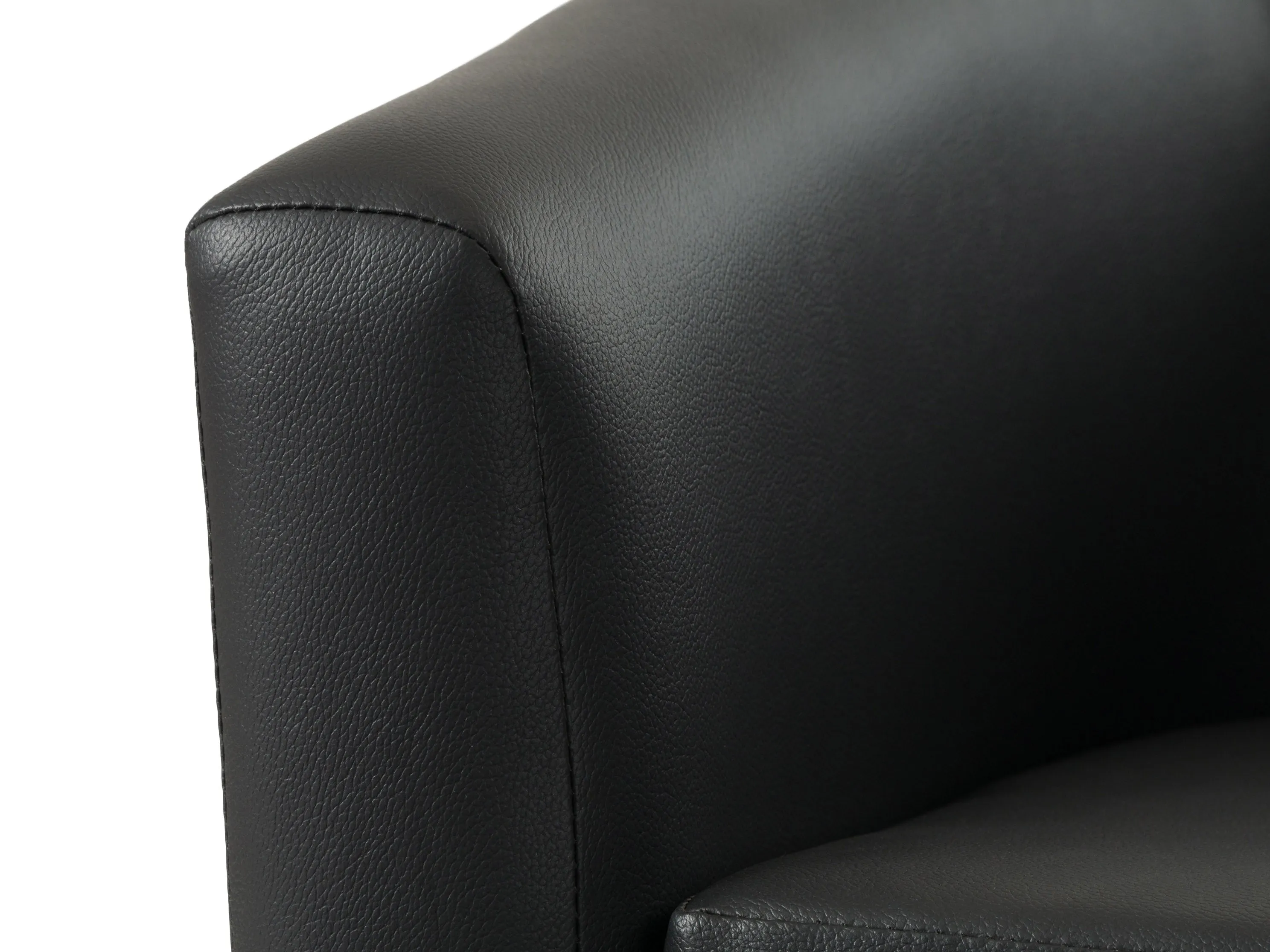 Black Vegan Leather Barrel Chair