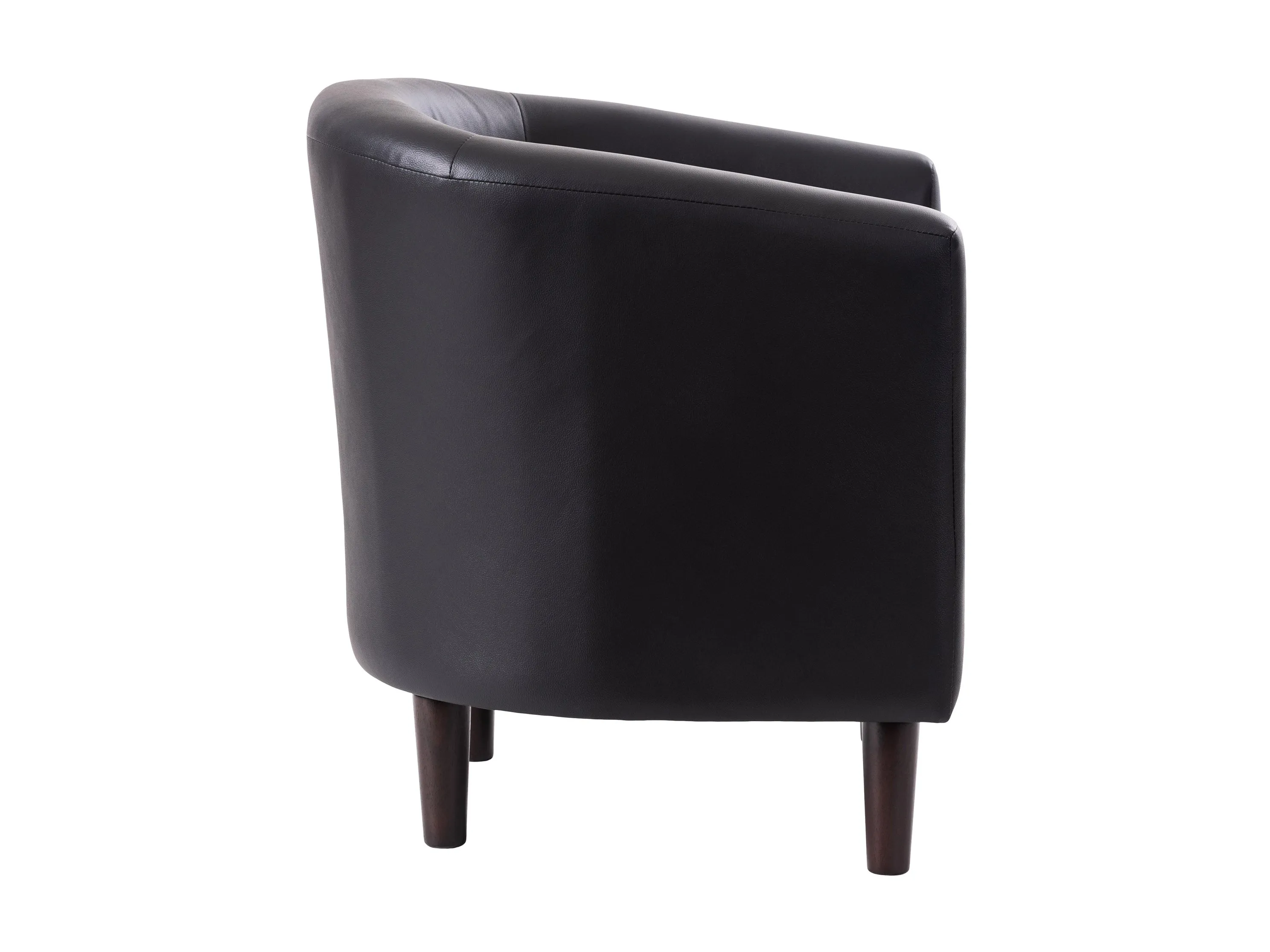 Black Vegan Leather Barrel Chair